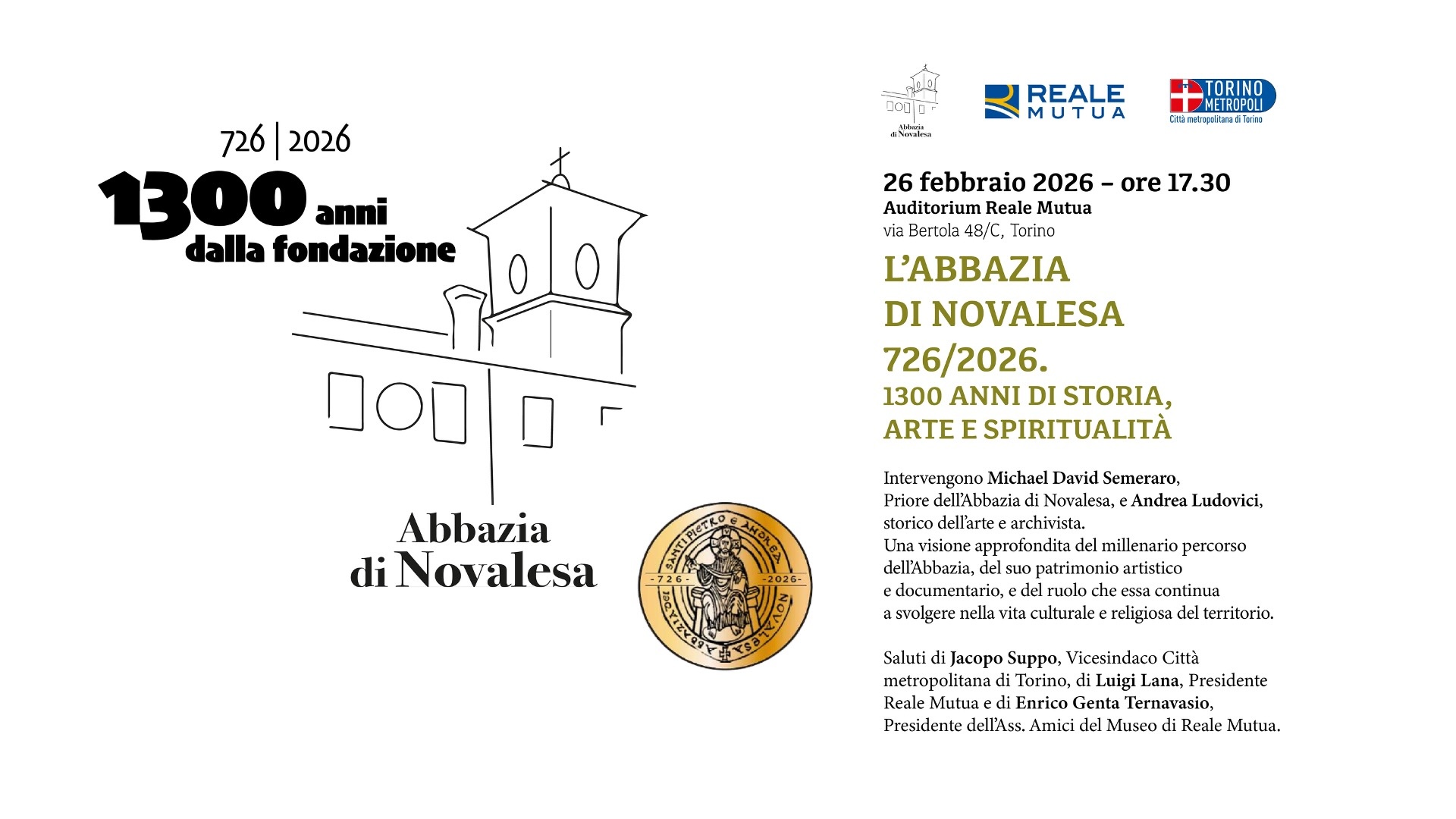 L'Abbazia di Novalesa 726/2026. 1300 anni di storia, arte e spiritualità
